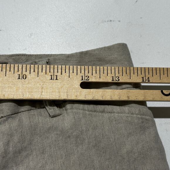 Kenar Capri Pants Womens Size 8 Beige Linen Rayon Blend Mid Rise Minimalist - Picture 6 of 9